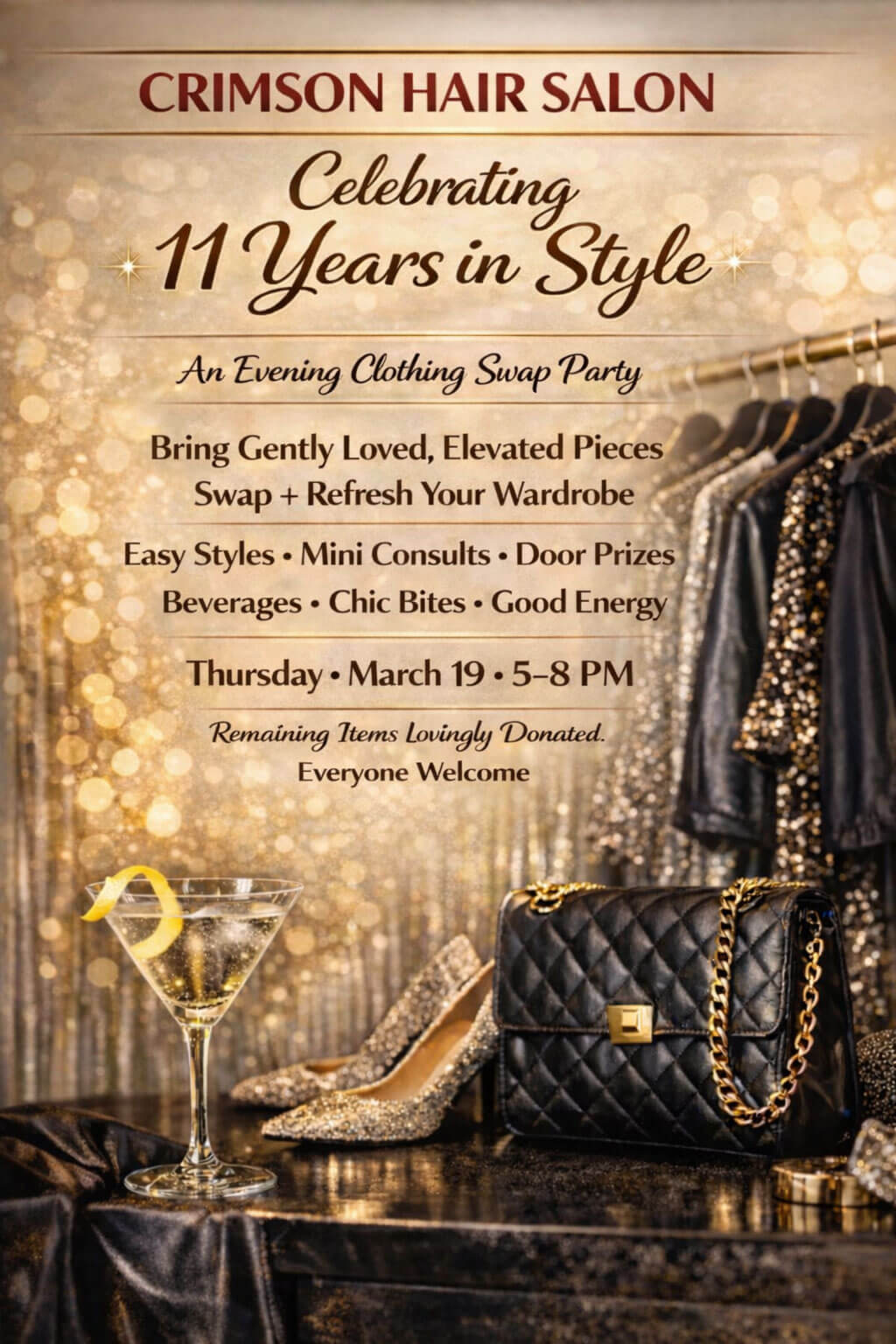 Crimson Hair Salon anniversary event flyer Crimson Hair Salon anniversary event flyer